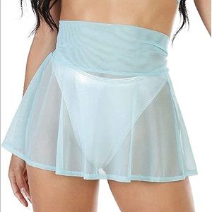 Blue mesh skirt